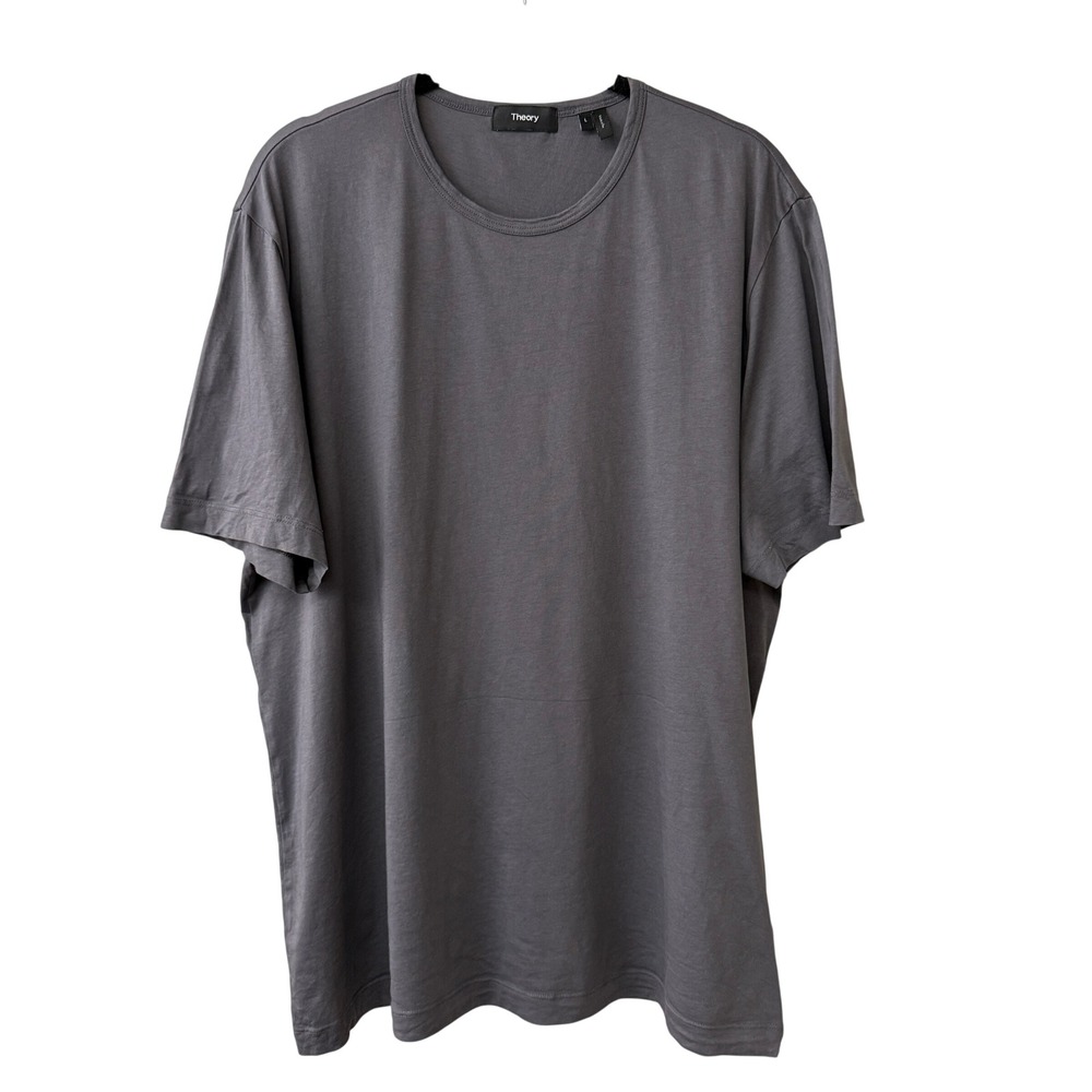 Theory Mens Charcoal Grey Short Sleeve Crew Neck Essential T-Shirt Size Large
